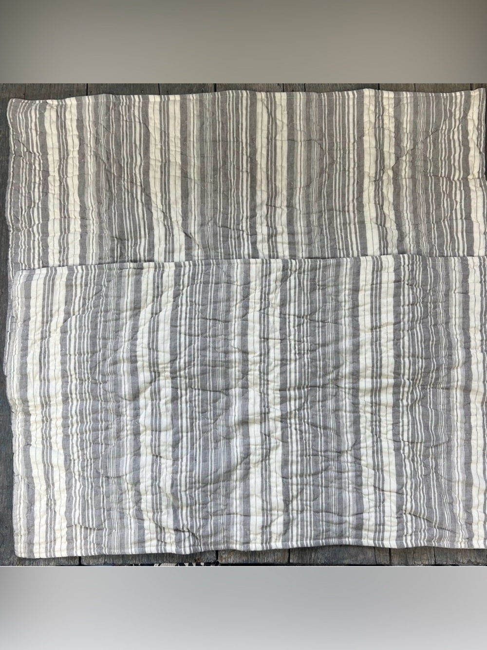 GRACIE OAKS Gray & Ivory Striped King Size Pillow Shams Set of 2 NEW